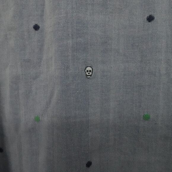 Luchiano Visconti Shirt Mens 2XL Gray Embroidered Skull Pattern Button Up Casual - Picture 13 of 14